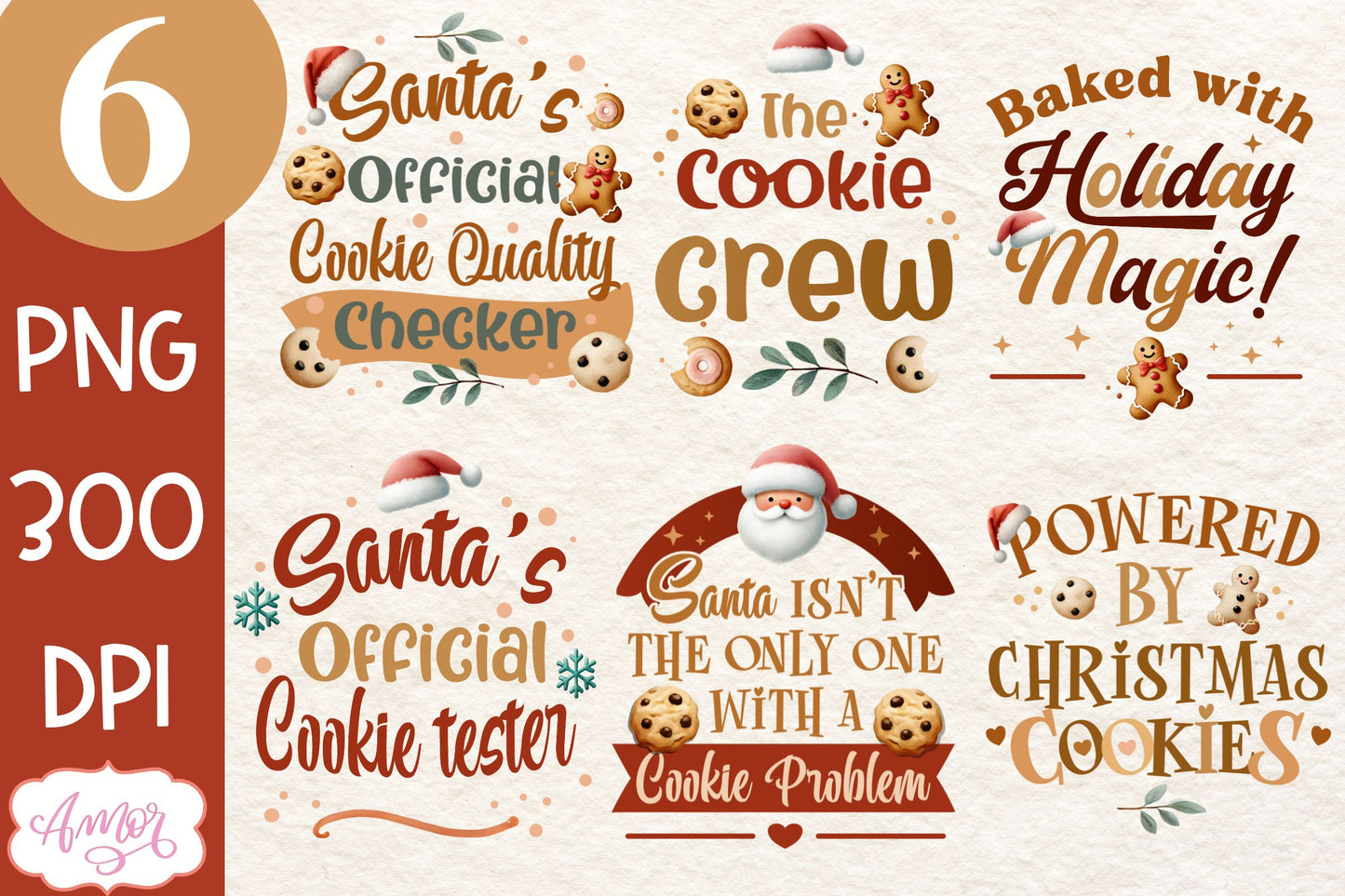 Christmas cookies sublimation BUNDLE | Cute Christmas PNG