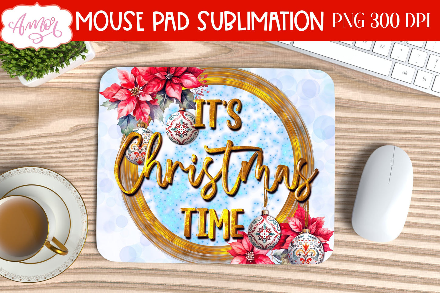 Christmas mouse pad PNG for sublimation