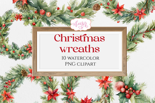 Christmas wreaths PNG clipart transparent background