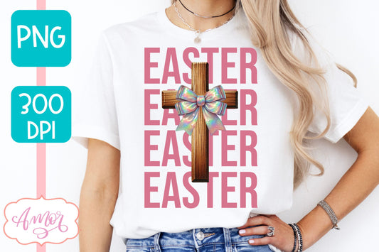 Easter sublimation PNG | Coquette Christian cross PNG design