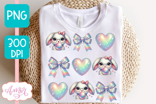 Cute Easter sublimation PNG | Coquette bunny PNG design