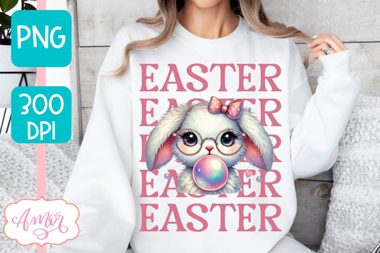 Cute Easter sublimation PNG | Coquette bunny PNG design