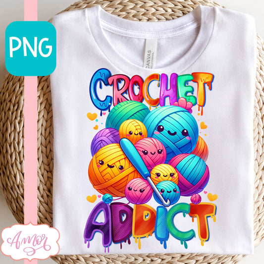 Crochet addict sublimation PNG | Yarn lover PNG design