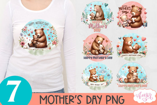 Cute Bear mama sublimation BUNDLE | Happy Mother's Day PNG