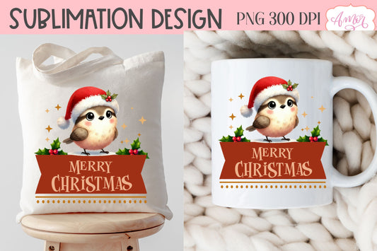 Merry Christmas PNG | Cute Christmas bird PNG