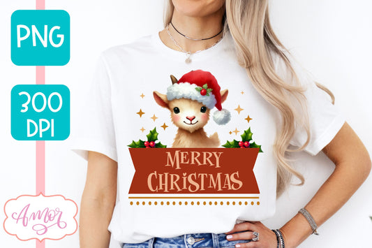 Merry Christmas PNG | Cute Christmas goat PNG