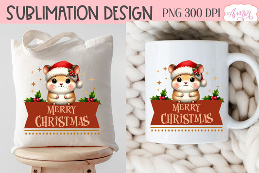 Merry Christmas PNG | Cute Christmas hamster PNG