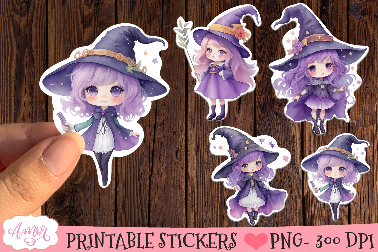 Cute Halloween witch stickers for Cricut Print and Cut