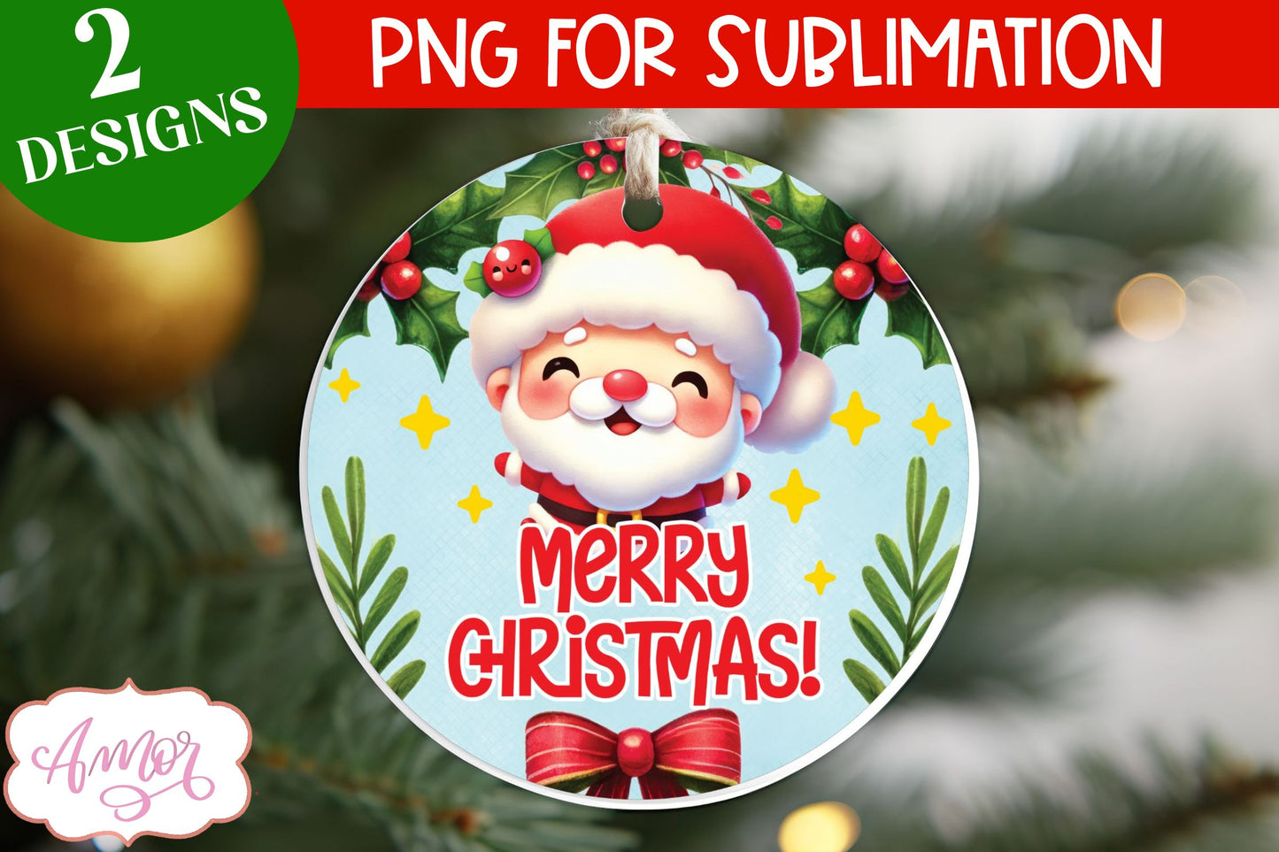 Cute Santa ornament PNG sublimation | Christmas PNG design