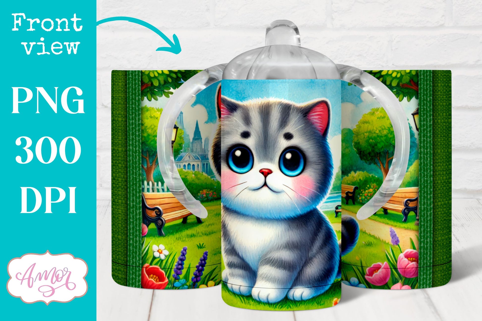 Cute cat sippy cup sublimation PNG | baby 12oz Kids tumbler