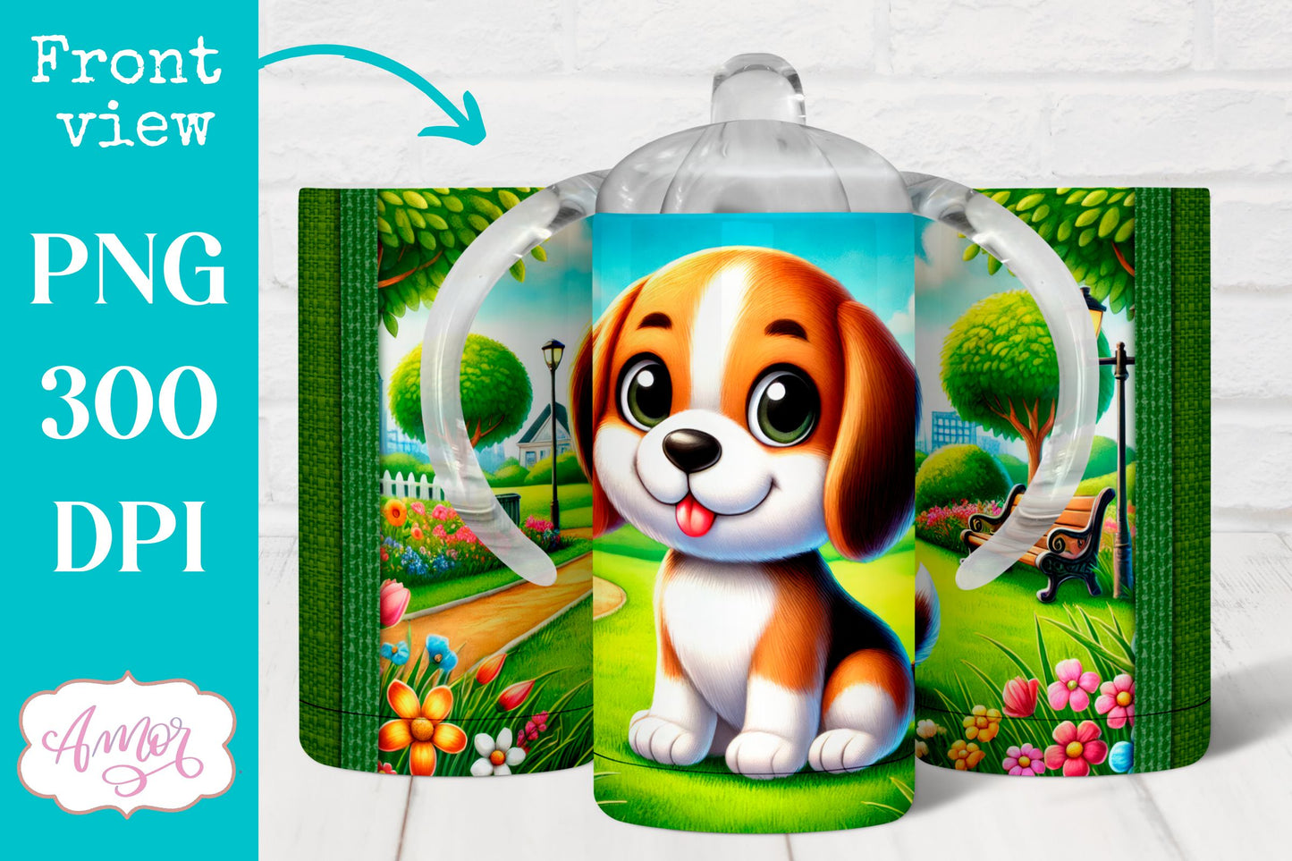 Cute dog sippy cup sublimation PNG | baby 12oz Kids tumbler