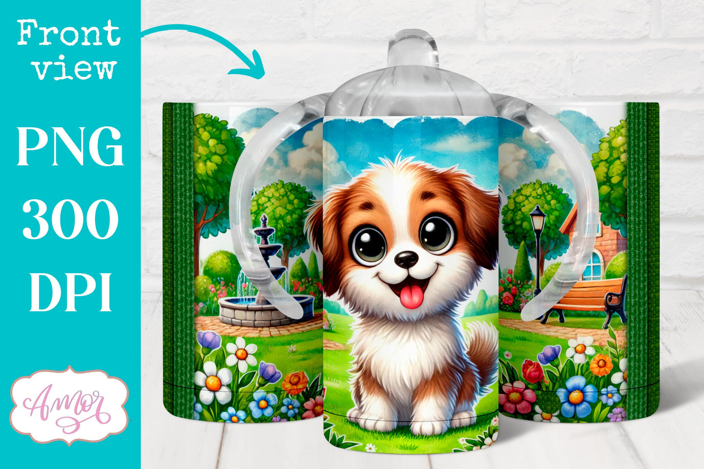 Cute dog sippy cup sublimation PNG | baby 12oz Kids tumbler