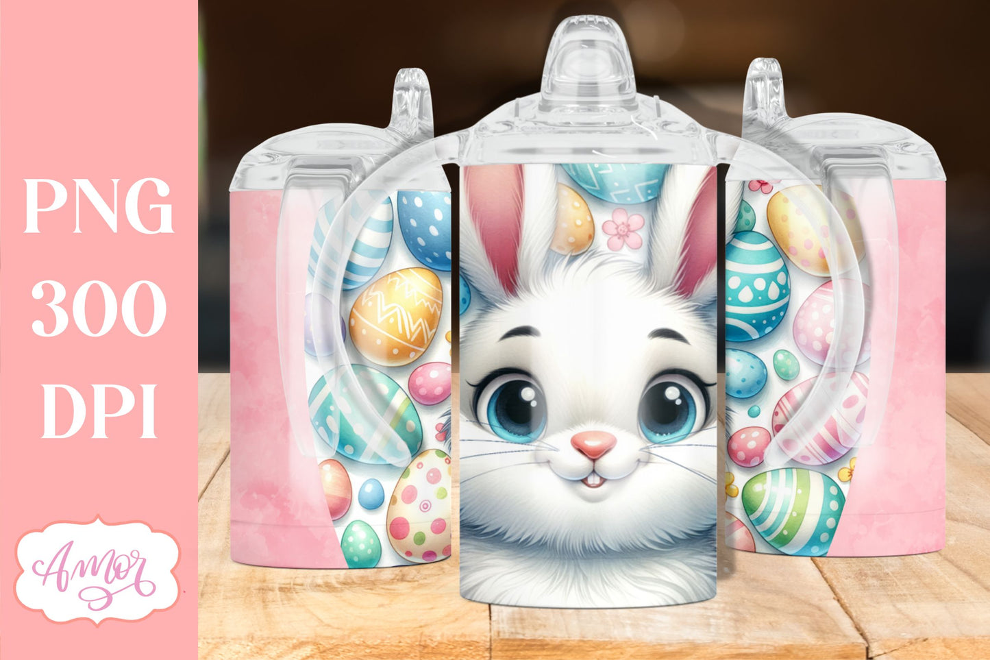 Cute easter bunny sippy cup sublimation PNG 12oz tumbler