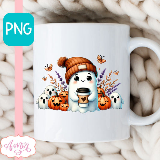 Cute ghost with beanie PNG for Sublimation | Halloween shirt