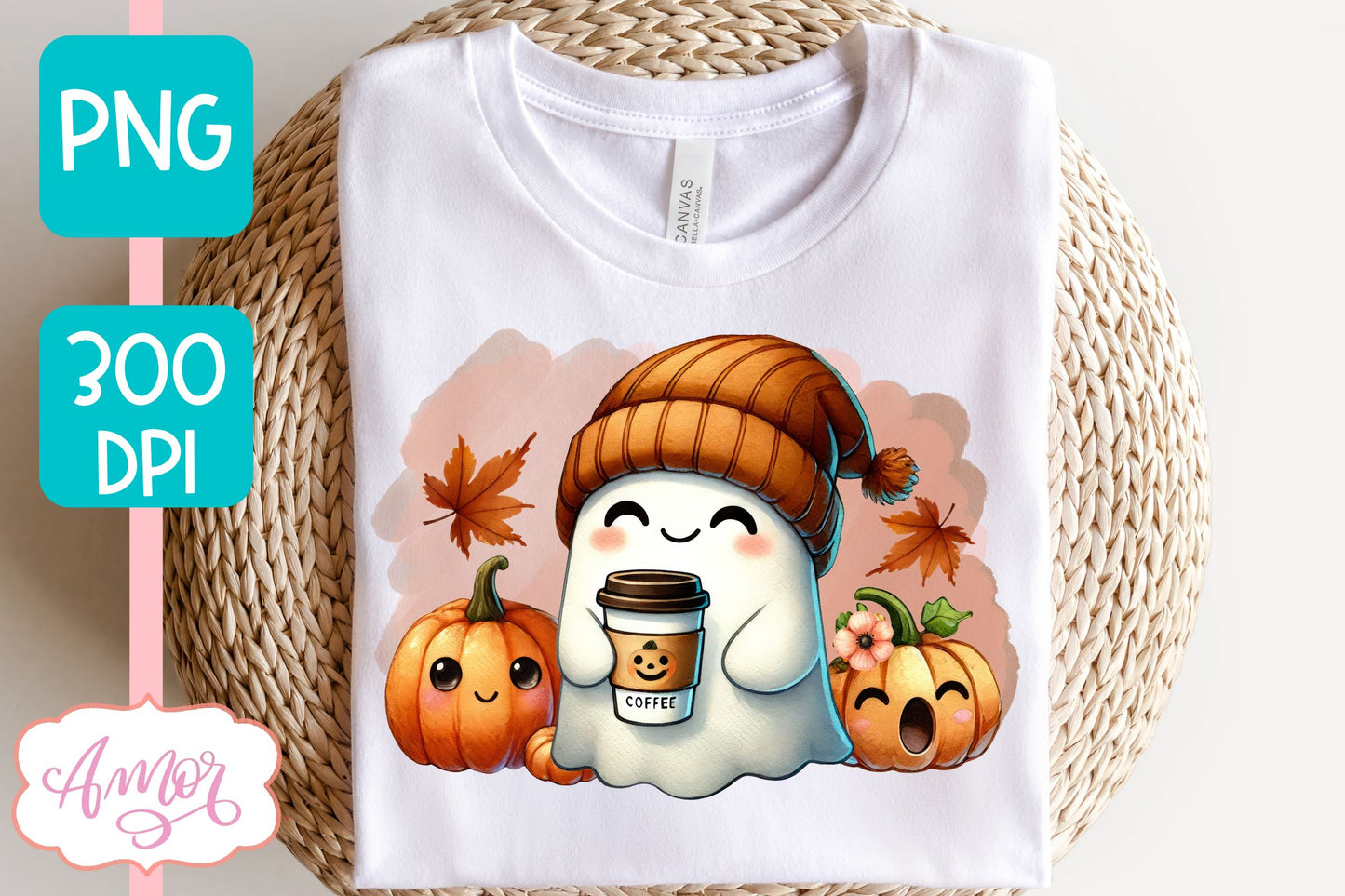 Cute ghost with beanie sublimation PNG | Halloween PNG