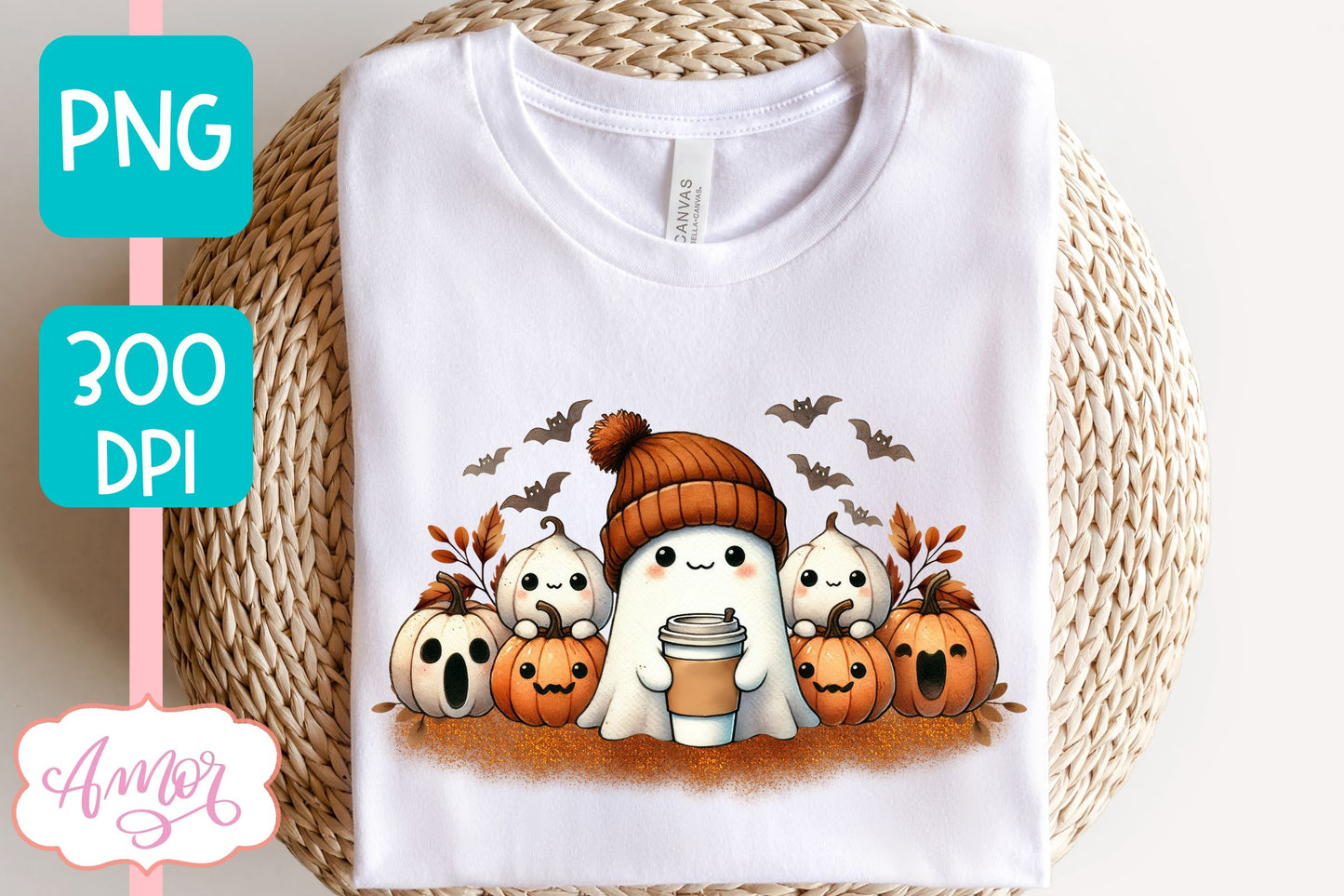 Cute ghost with beanie sublimation PNG | Halloween PNG