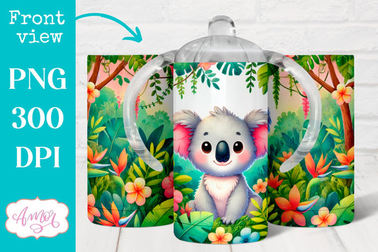 Cute koala sippy cup sublimation PNG | Baby 12oz Kids tumbler