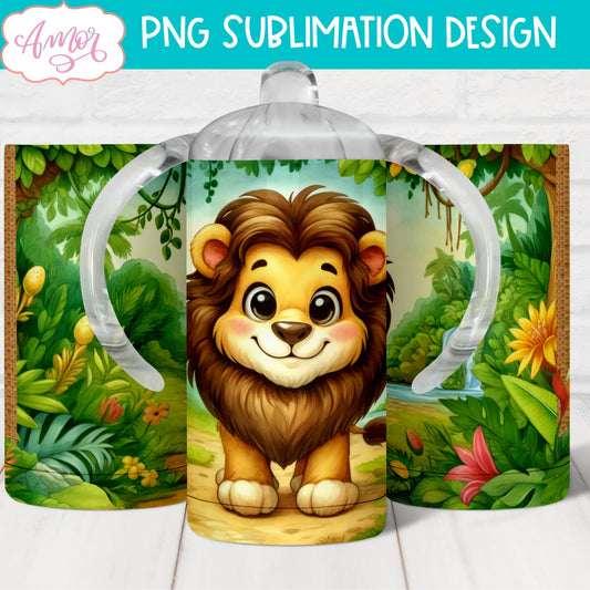 Cute lion sippy cup sublimation PNG | Kids 12oz tumbler PNG