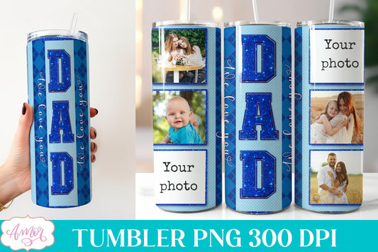 Dad Photo tumbler template Sublimation PNG | Father's day