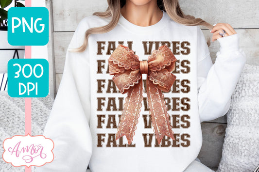 Fall vibes sublimation PNG | Coquette bow PNG design