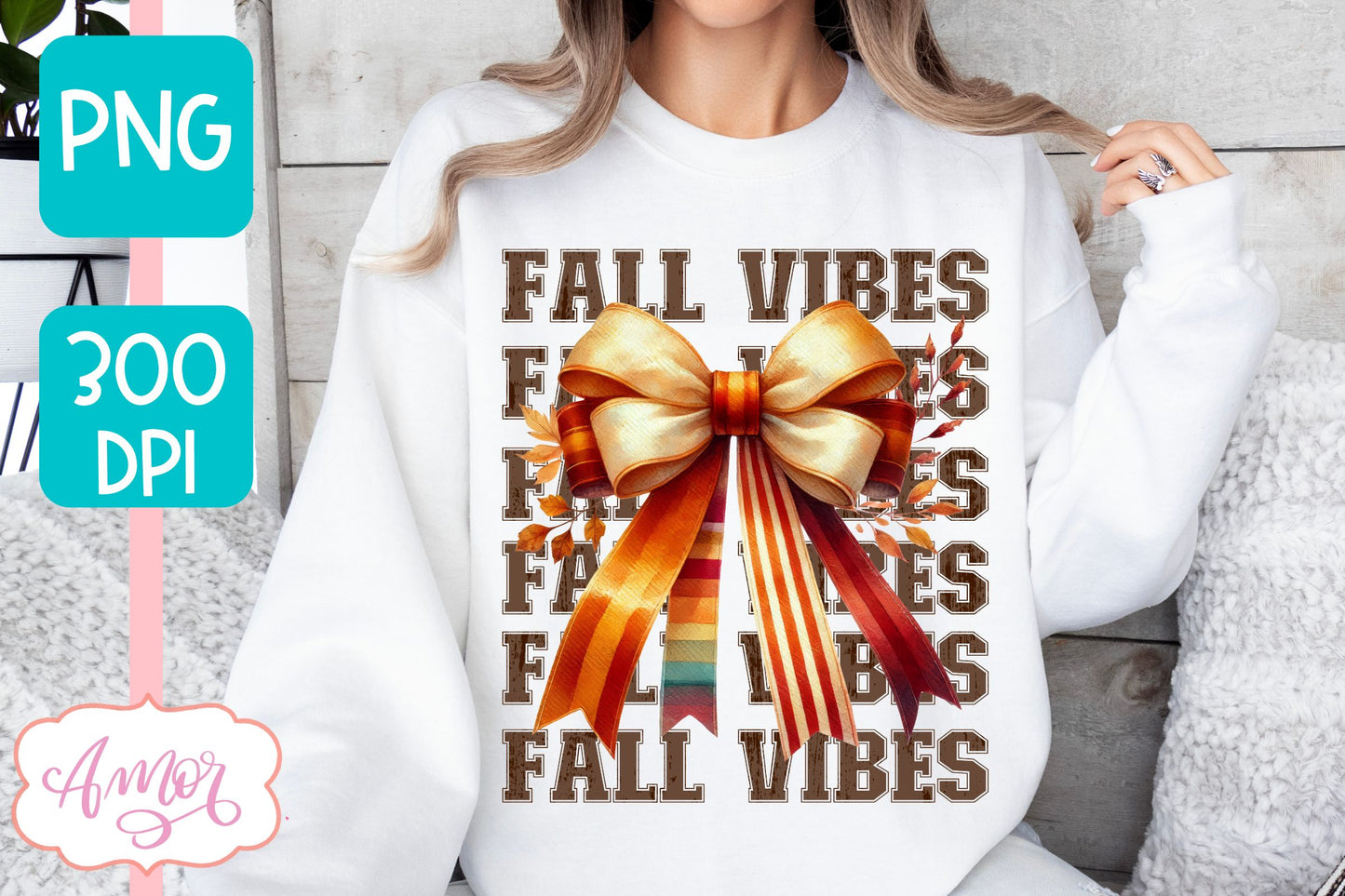 Fall vibes sublimation PNG | Coquette bow PNG design