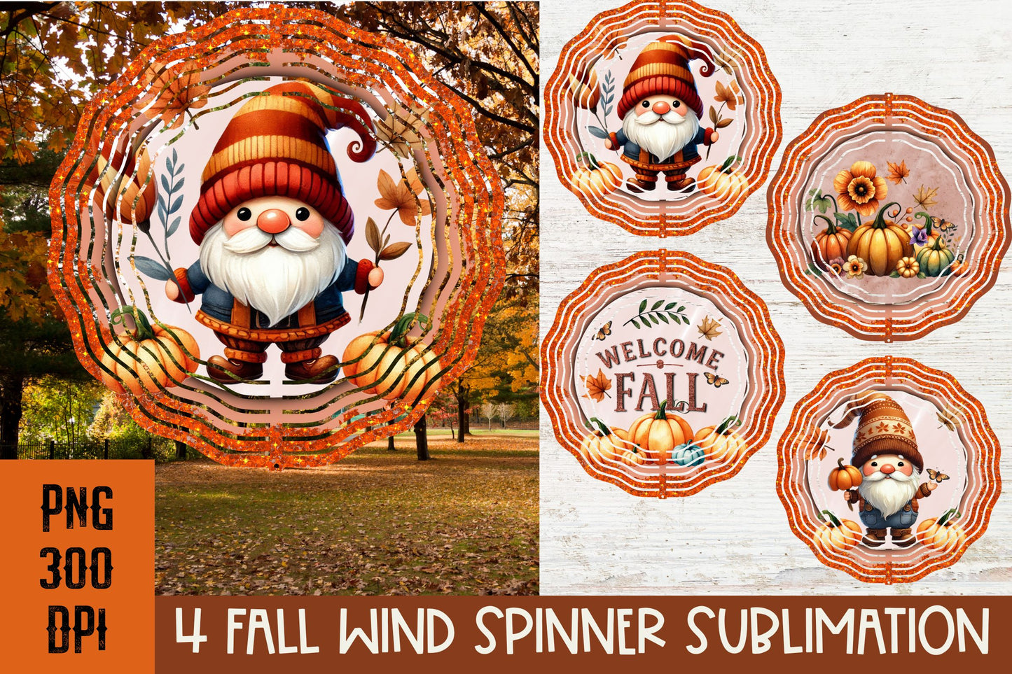 Fall Pumpkin Wind Spinner PNG for sublimation bundle