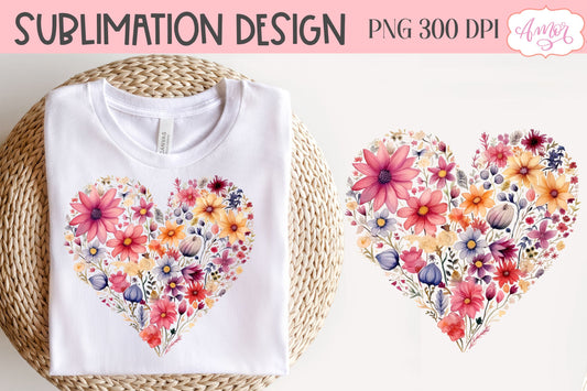 Floral heart design PNG for sublimation