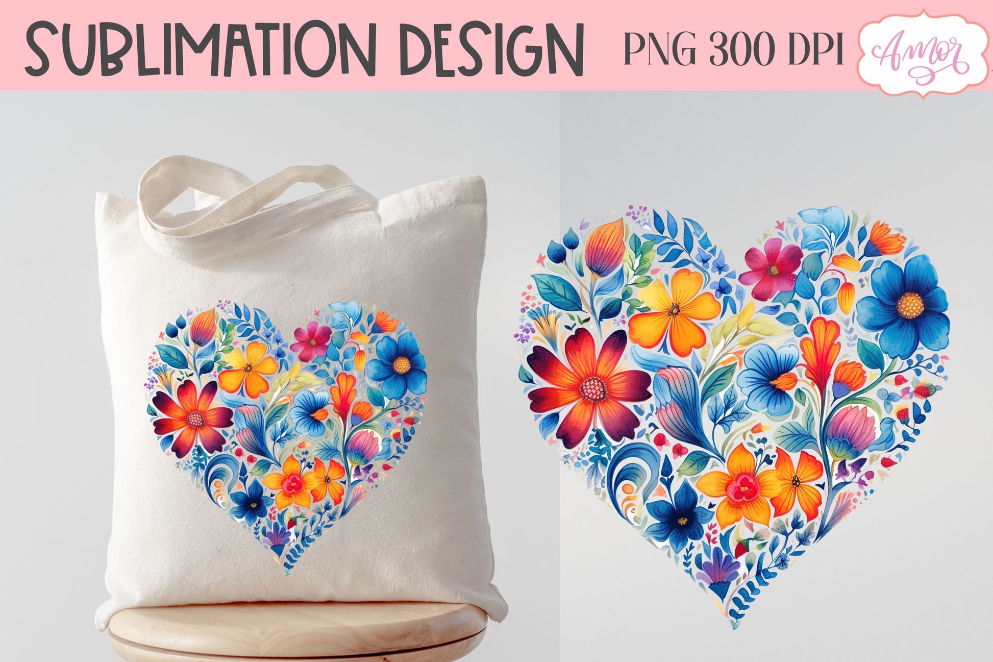 Floral heart design PNG for sublimation