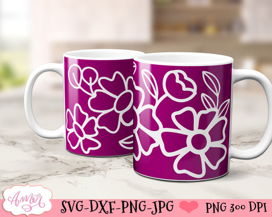 Floral mug wrap SVG for infusible ink Spring 12oz mug SVG