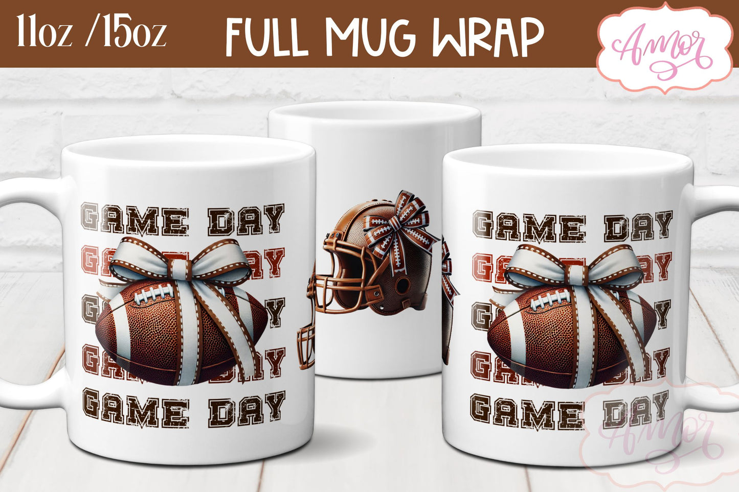 Game day mug wrap sublimation | American Football mug PNG