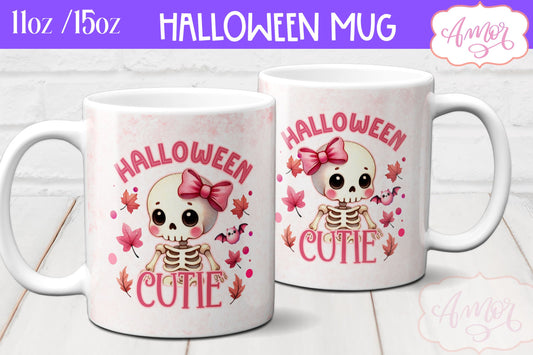 Halloween cutie mug wrap sublimation PNG | Pink Halloween mug