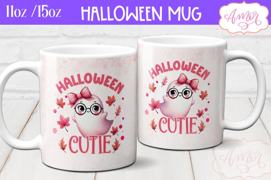 Halloween cutie mug wrap sublimation PNG | Pink Halloween mug