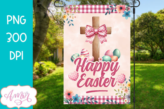 Happy Easter Garden Flag sublimation PNG