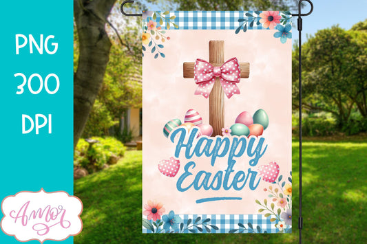 Happy Easter Garden Flag sublimation PNG