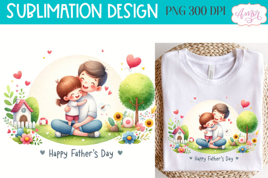 Happy Father's Day PNG for sublimation | Dad and daughter PNG