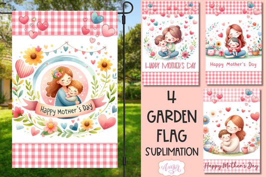 Happy Mother's day garden flag PNG for sublimation BUNDLE