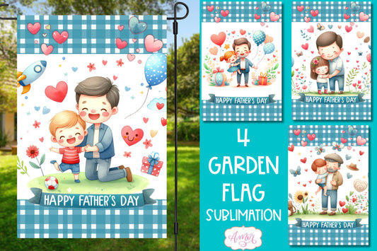 Happy father's day garden flag sublimation PNG BUNDLE