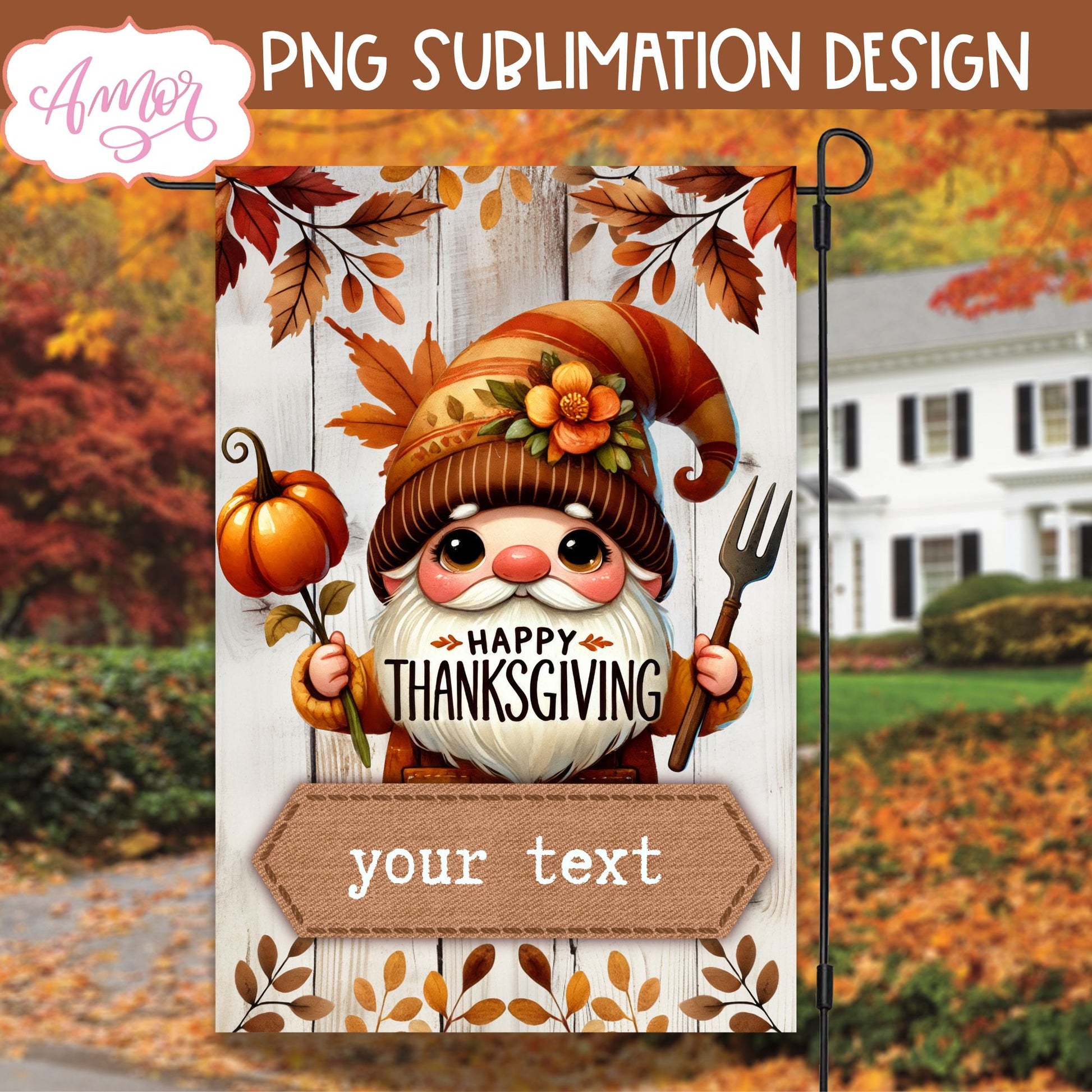 Happy thanksgiving garden flag sublimation | Customizable PNG