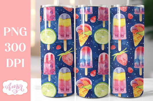 Ice popsicle tumbler wrap | Summer tumbler sublimation PNG