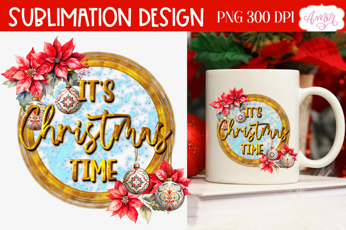 It's Christmas time PNG design for sublimation