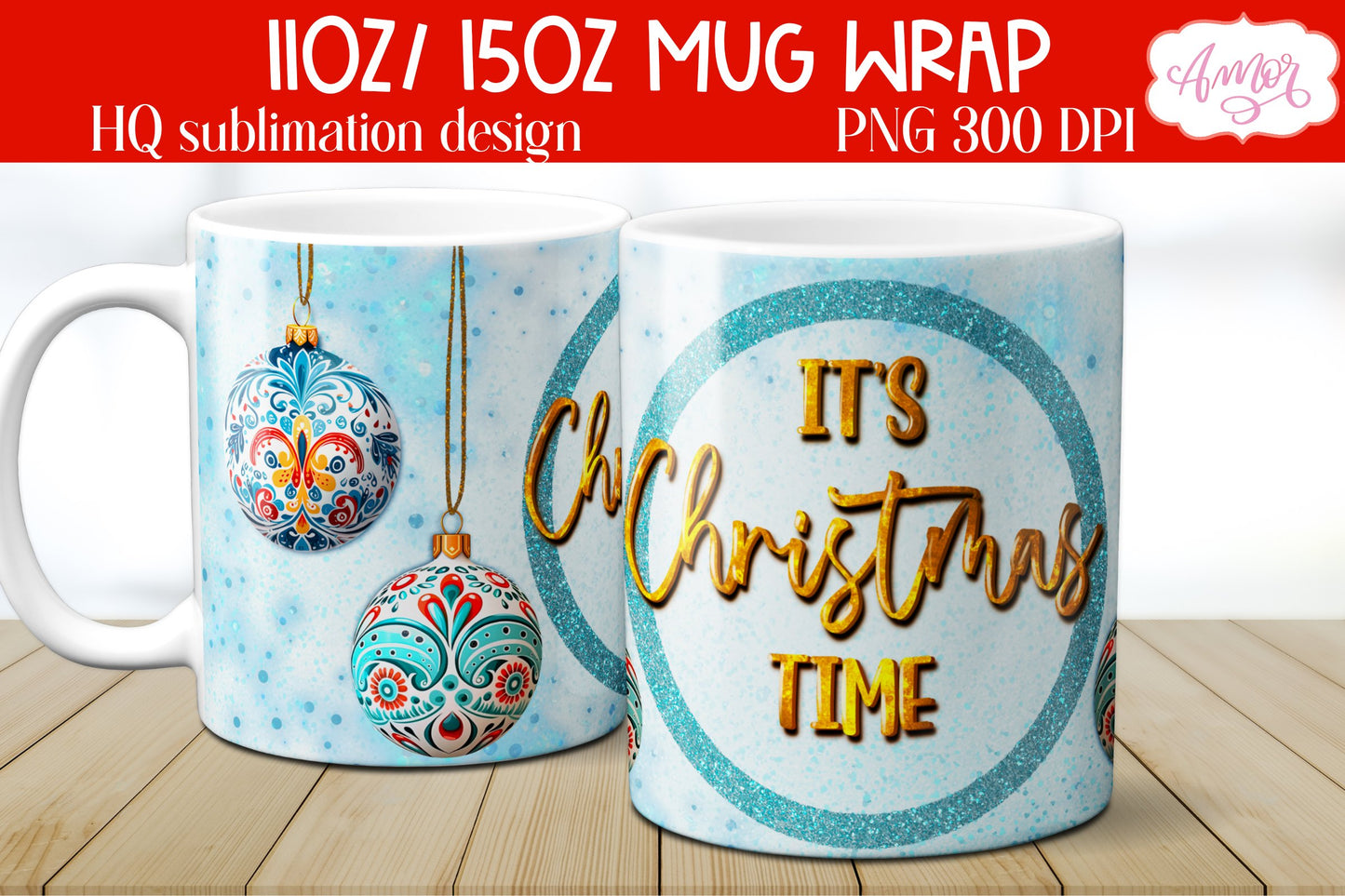 It's Christmas time mug wrap PNG Sublimation 11oz 15oz