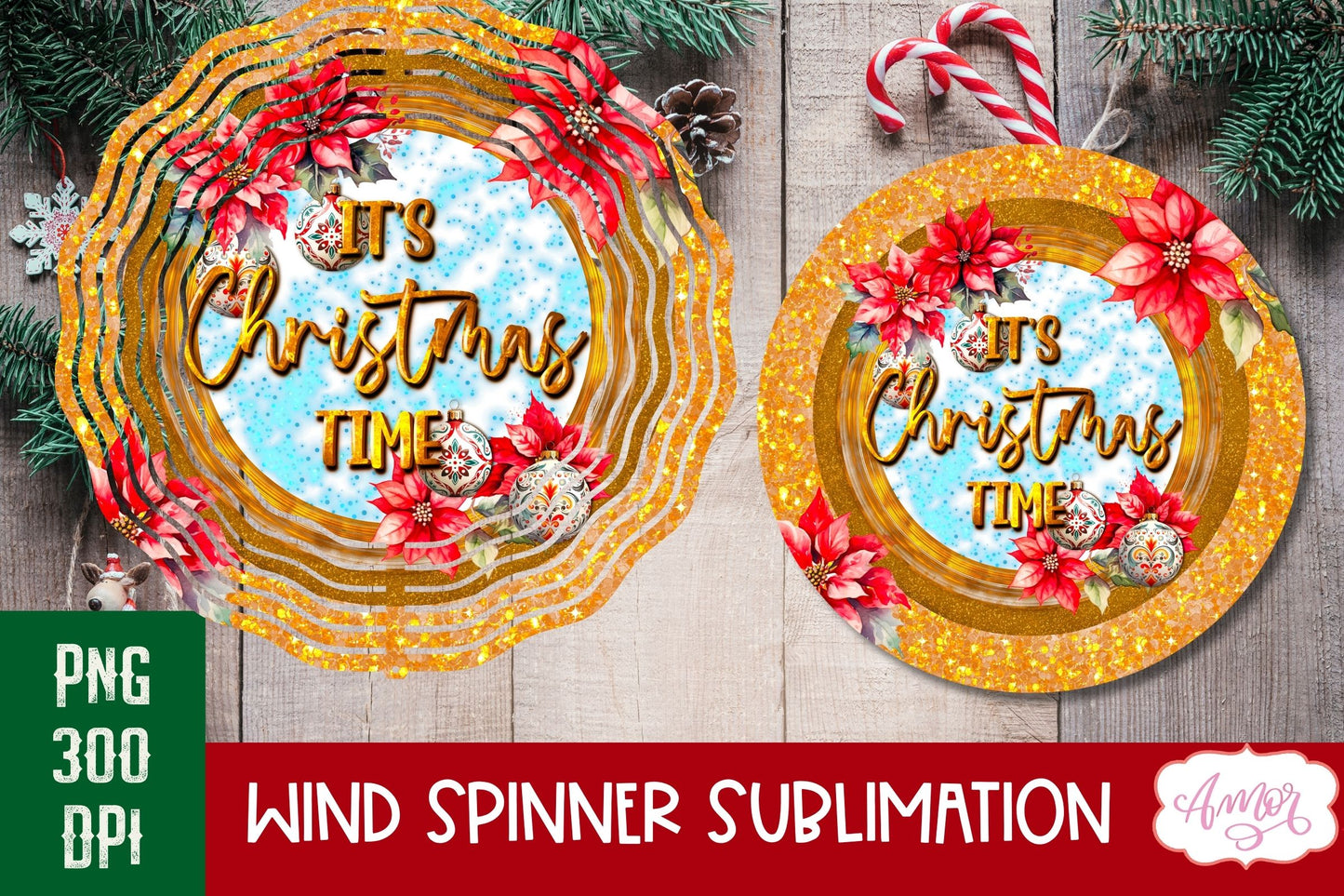 It's Christmas time wind Spinner PNG for Sublimation
