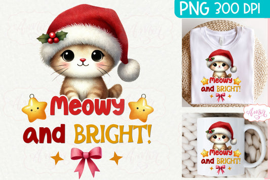 Meowy and bright PNG | Cute Christmas cat PNG