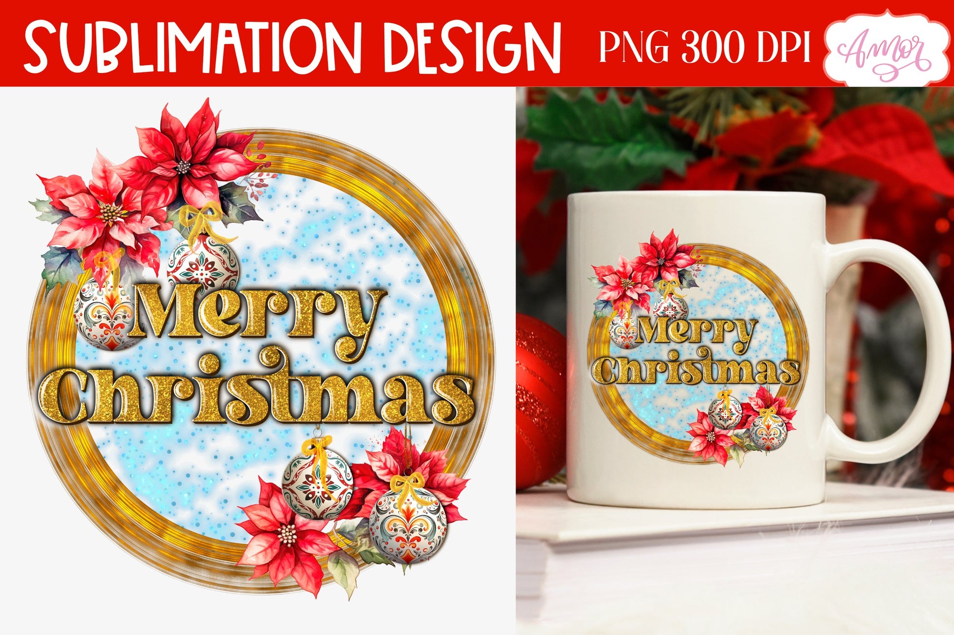 Merry Christmas PNG design for sublimation