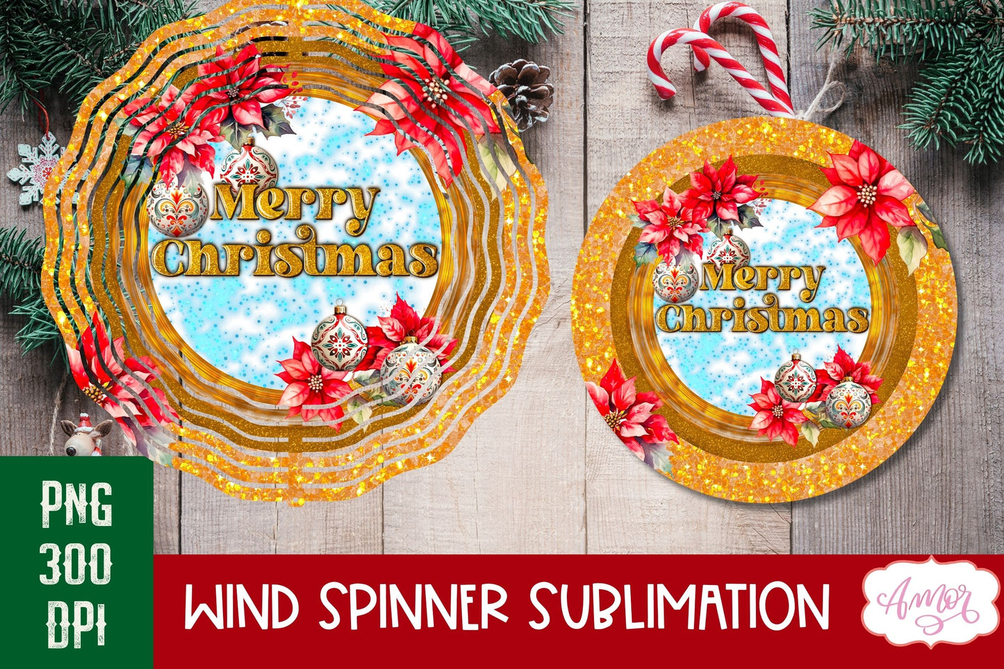 Merry Christmas wind Spinner PNG for Sublimation