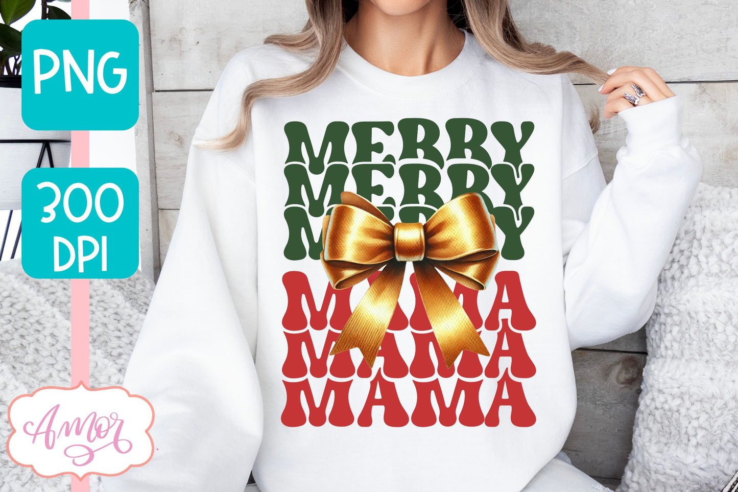 Merry Mama and Mini christmas sublimation PNG designs