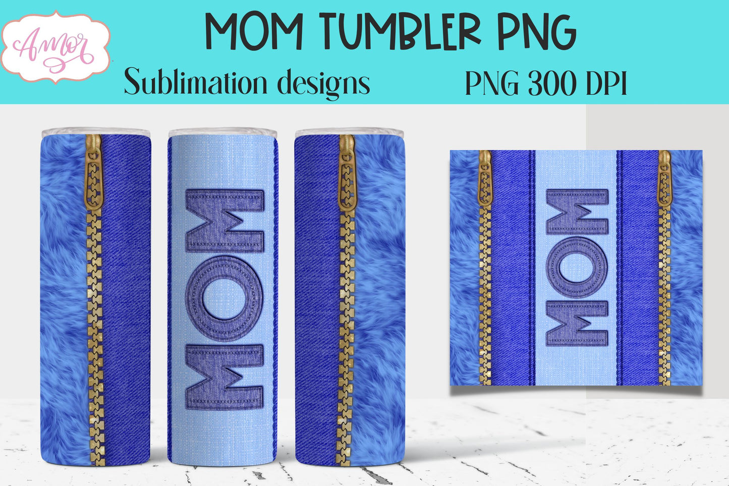 Mom Tumbler wrap PNG for sublimation denim effect