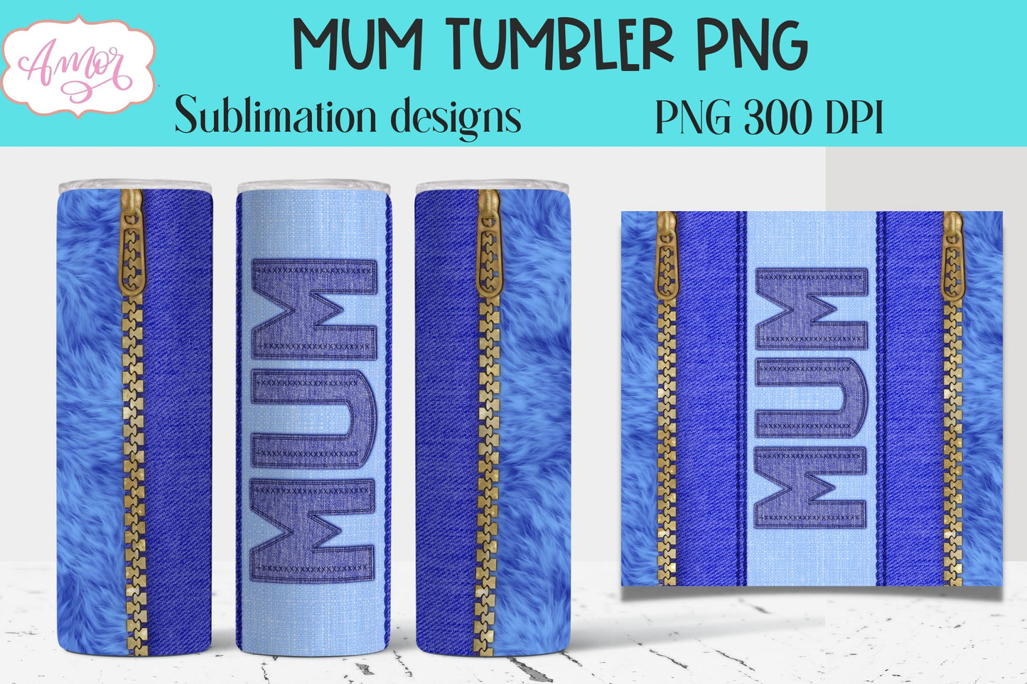 Mum Tumbler wrap PNG for sublimation denim effect