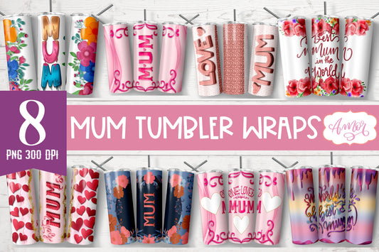 Mum tumbler wraps for sublimation BUNDLE | Mother's day PNG