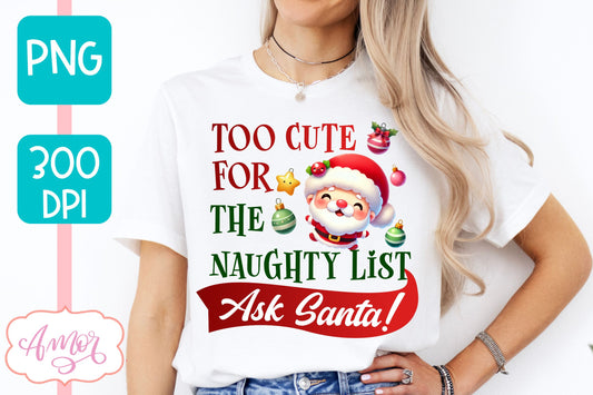 Funny Christmas PNG sublimation | Santa naughty list PNG